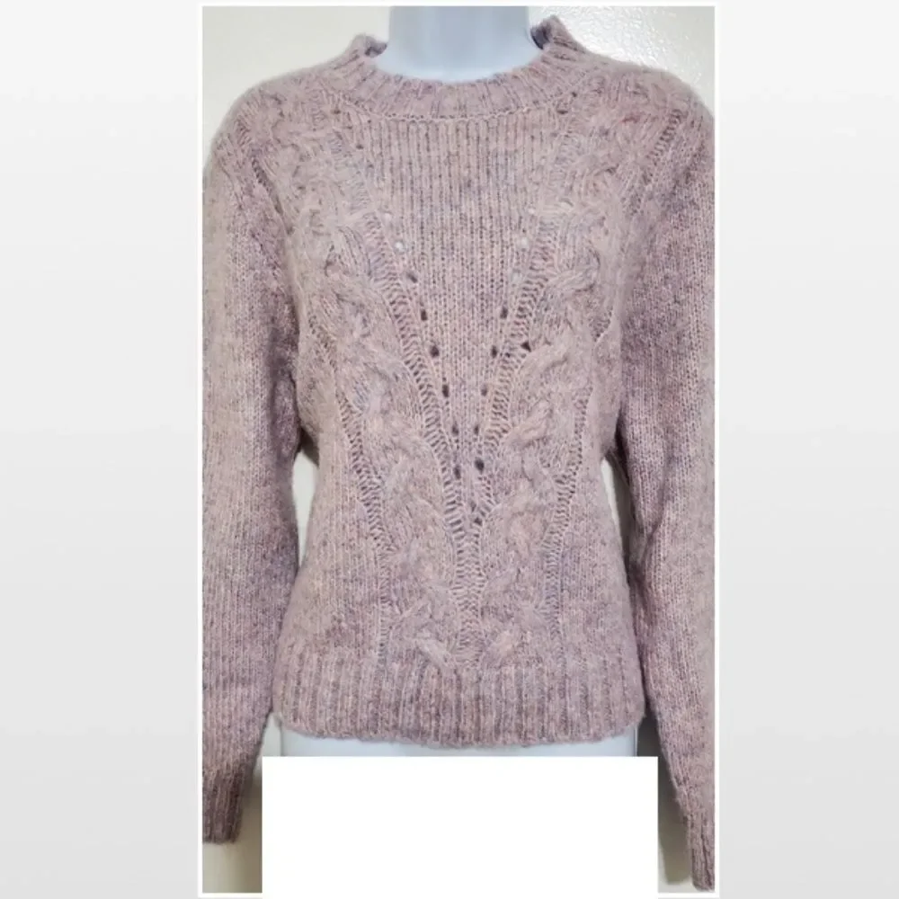 New Purple & Pink Cable ChunkyโKnit Cropped Pullover Sweater - Picture 3 of 16